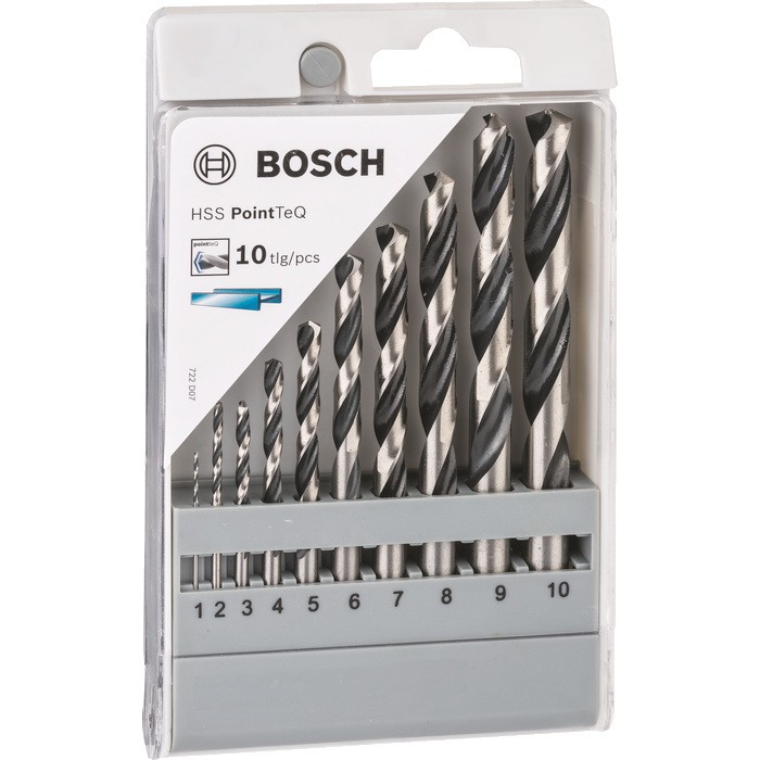 Một hộp 10 mũi khoan sắt 10 kích cỡ Bosch HSS PointTeQ