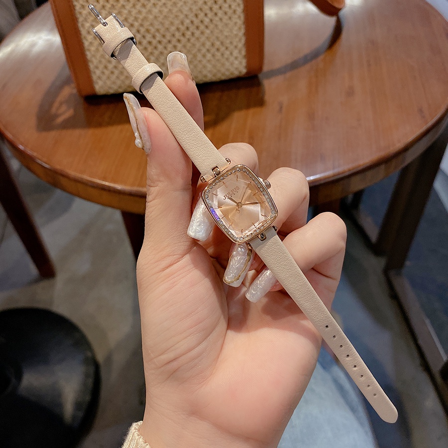 Đồng Hồ Nữ JA-1341B Julius Hàn Quốc Dây Da (Xám)