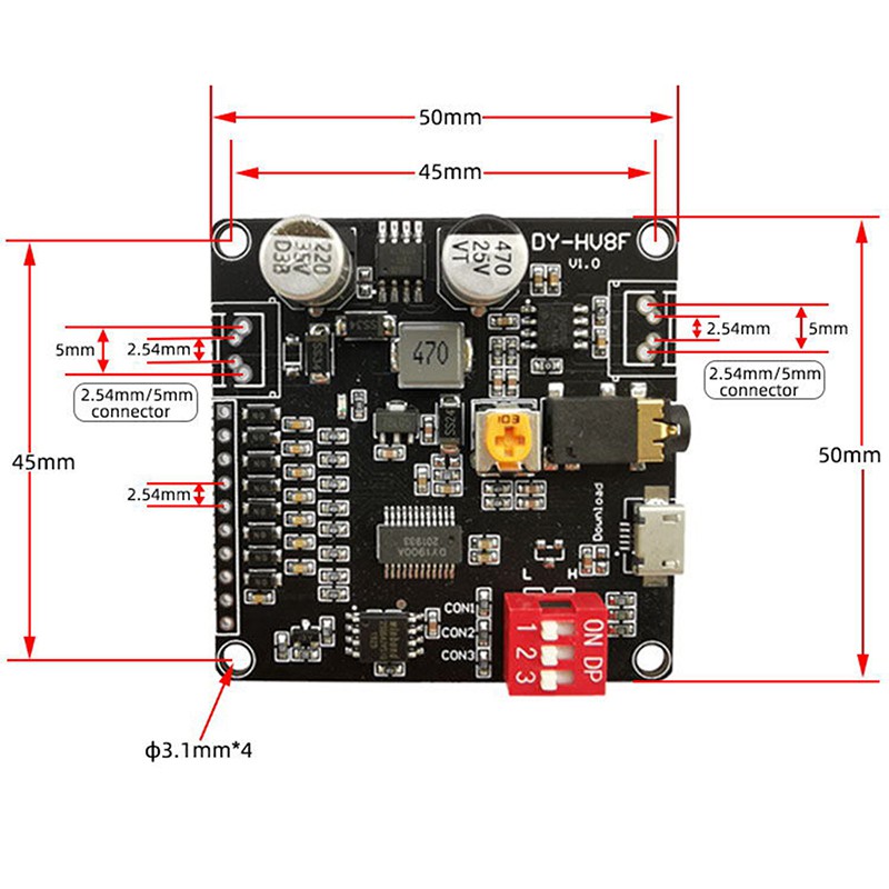 Mô-đun bộ khuếch đại phát lại giọng nói 10W / 20W Máy nghe nhạc MP3 12V / 24V Loại D 3,5mm Âm thanh Aux Micro USB Điều khiển âm lượng cho Arduino DY-HV8F 12V / 24V kích hoạt Cổng nối tiếp Điều khiển cổng nối tiếp Mô-đun phát lại giọng nói 10W / 20W với Bộ