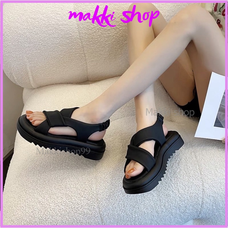 Sandal chun xoắn siêu xinh mới, sandal nữ đế răng cưa cao 4cm MAKKI SHOP