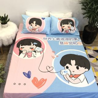Bộ ga gối cotton 3D cho bé