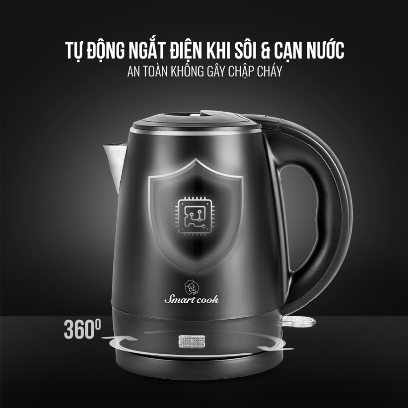 Ấm đun nước siêu tốc Smartcook  KES-3865 1L 1 Lít - Hàng chính hãng