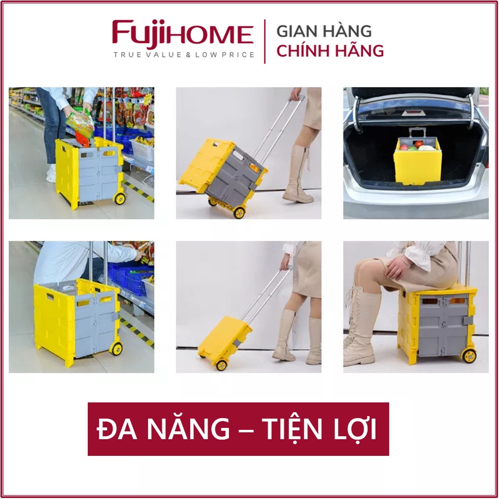 [BH 12 THÁNG] Xe đẩy hàng gấp gọn đi chợ 2 bánh ADVINDEQ HT-SP02, xe kéo hàng đi chợ gấp gọn mini siêu thị đa năng