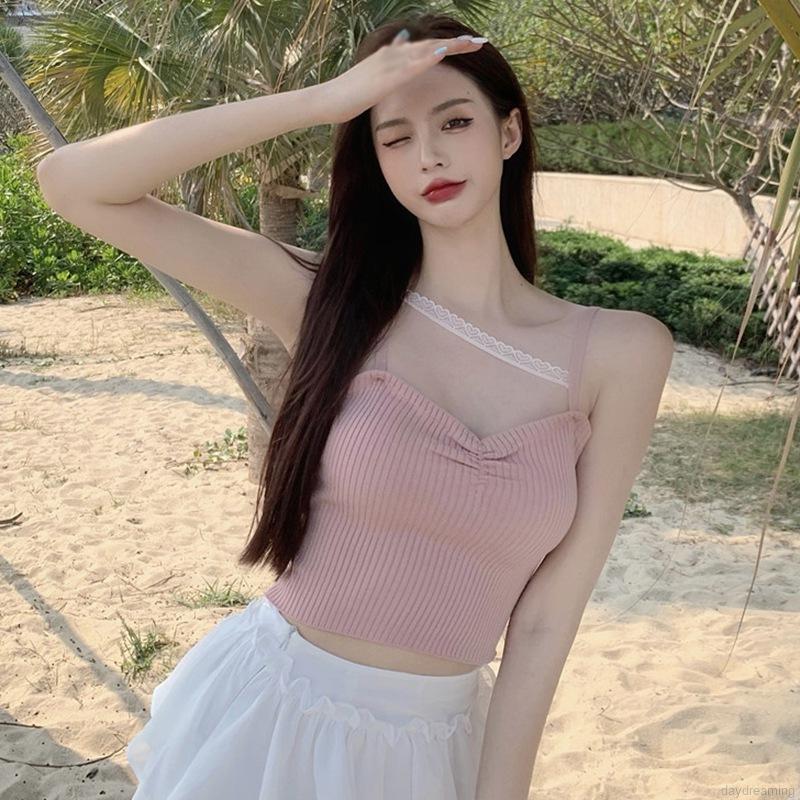 Áo Tank Top Dệt Kim Thiết Kế Cổ Chữ V Quyến Rũ