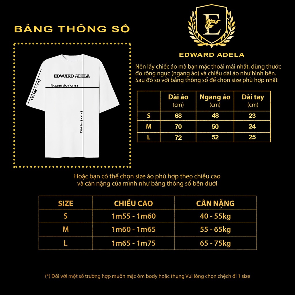 Áo thun tay lỡ Edward Adela form Unisex. Áo phông tay lỡ chất liệu 100% cotton local brand. | BigBuy360 - bigbuy360.vn
