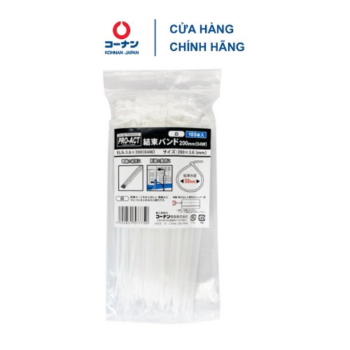 Dây rút nhựa màu trắng đa năng KOHNAN túi 100 cái