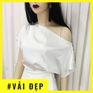 Áo lệch vai trắng💖Ảnh thật💖 Áo trắng lụa sexy