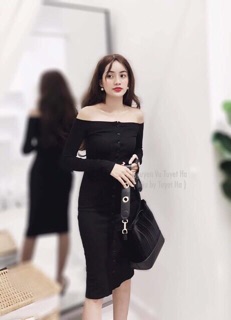 Váy Body Trễ Vai Phố Cúc