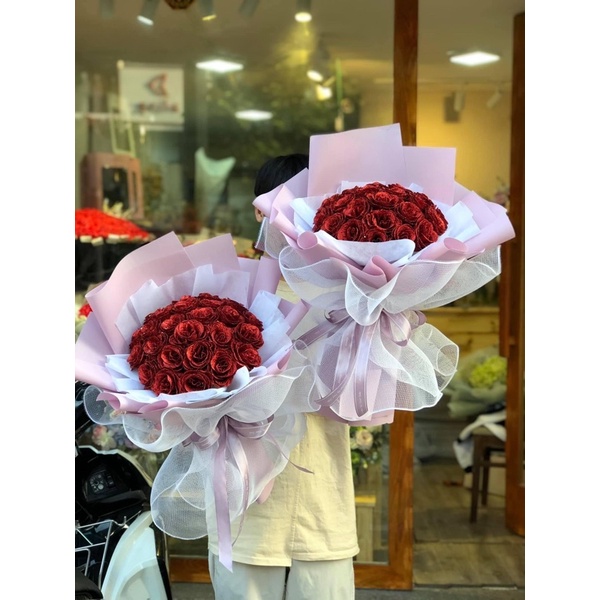 Quà tặng Valentine bó hoa nhũ kim tuyến 25 bông