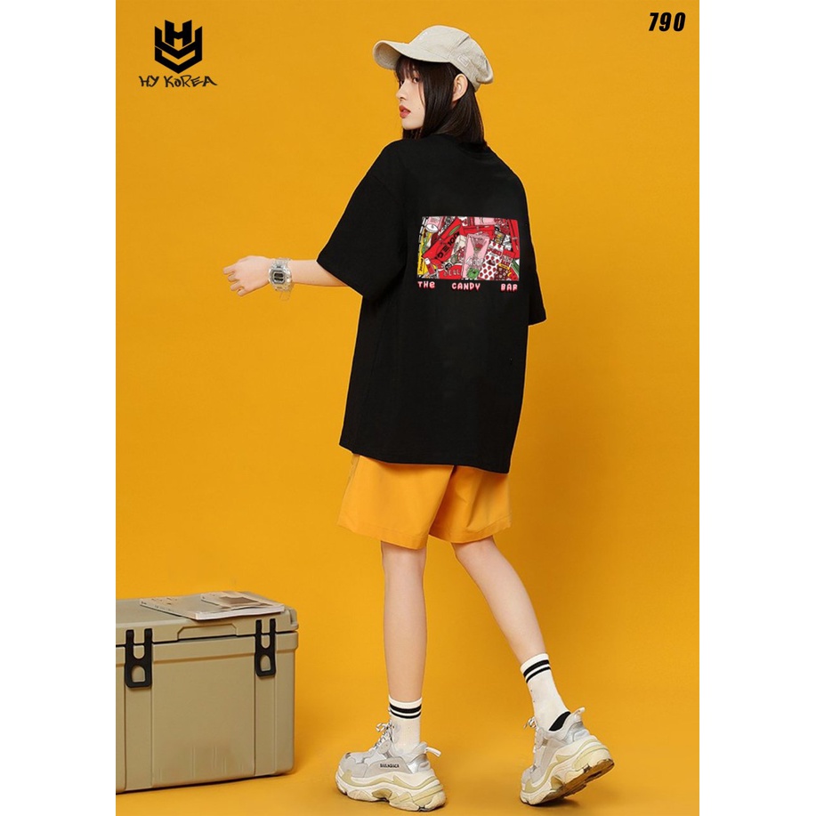 Áo thun unisex tay lỡ HY KOREA form rộng The candy bar 790