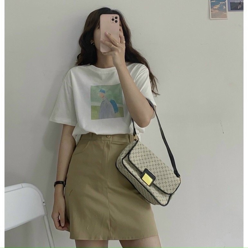 CHÂN VÁY KAKI CHỮ A NGẮN MÀU ĐEN /trắng / nâu be đủ sz S/M/L/XL