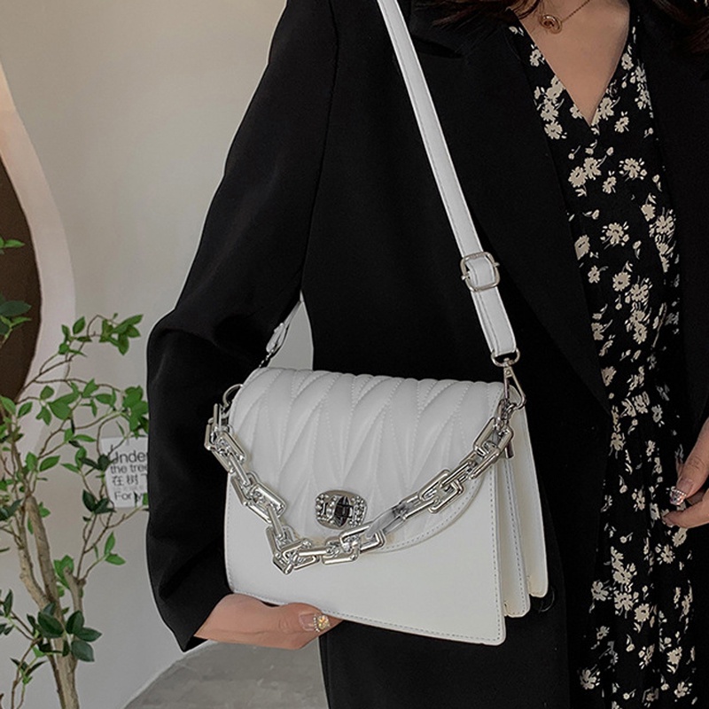 Túi Đeo Vai Hình Vuông Cỡ Nhỏ Màu Trơn Thêu Họa Tiết Thời Trang Cho Nữ