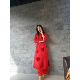Sale: set bộ áo dài tơ trái tim - size s, m, l, xl