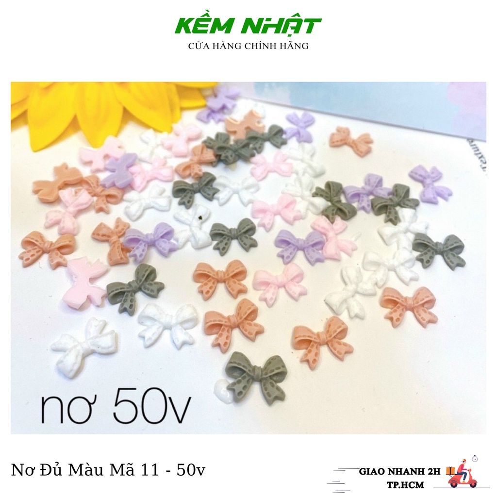 Set charm nơ nhựa đính móng đủ màu nhiều mẫu