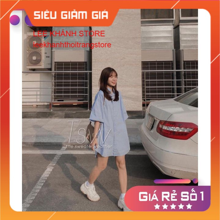 [GIẢM GIÁ]Áo Sơ Mi Nữ-Váy Sơ Mi Thô Tay Gập Form Rộng Oversize Shirt Dress  năng động và trẻ trung{Shop Lee Khánh Store}