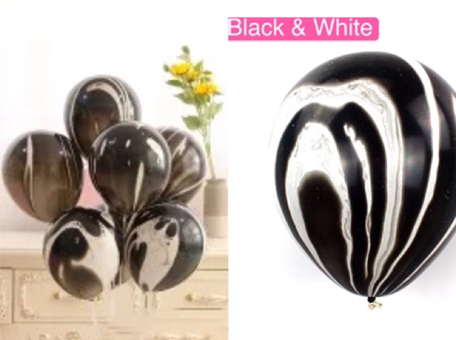 Set 5 bong bóng latex 12 inch 3.5gm họa tiết đá hoa cương trang trí tiệc