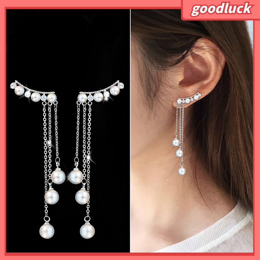 Khuyên tai dáng dài đính ngọc trai thời trang