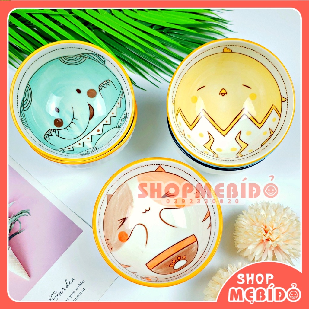 Chén Ăn Dặm Gốm Sứ Bát Ăn Cơm Hình Thú Ngộ Ngĩnh 250ML Shop Mẹ Bí Đỏ