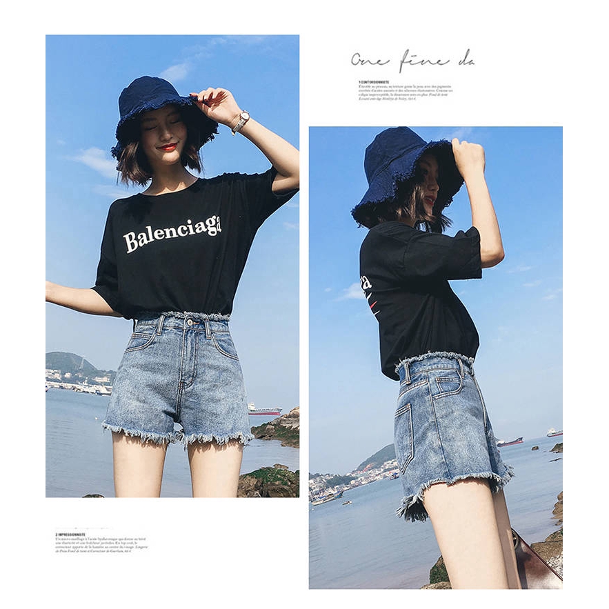 Quần short denim lưng cao thời trang nữ | BigBuy360 - bigbuy360.vn
