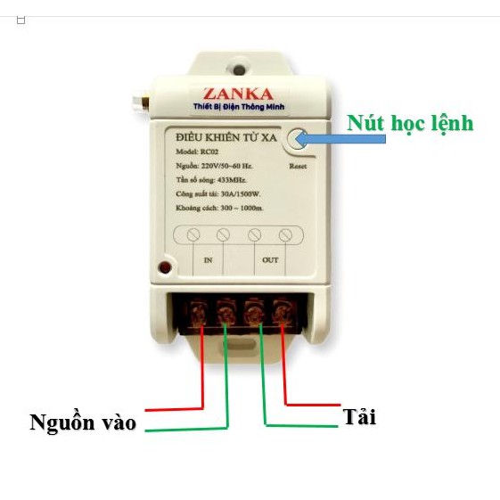 Công tắc điều khiển từ xa công suất lớn 500M-1000M 30A/220V sóng Radio RF 433Mhz BỘ 08