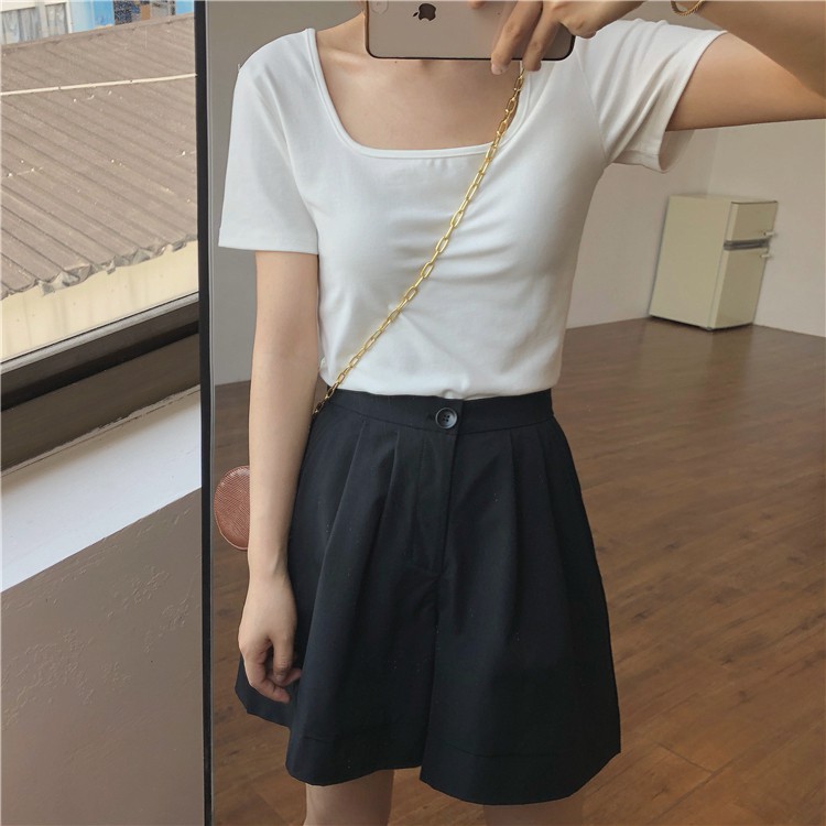 Quần short nữ ống rộng cạp cao cài cúc lưng thun cao cấp thoải mái cá tính QZ140