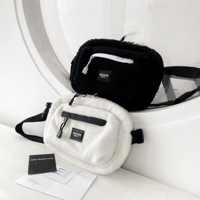 Túi Đeo Chéo RG WINTER Vải Phủ Lông Ulzzang Unisex (Tặng kèm giấy thơm + TAG)