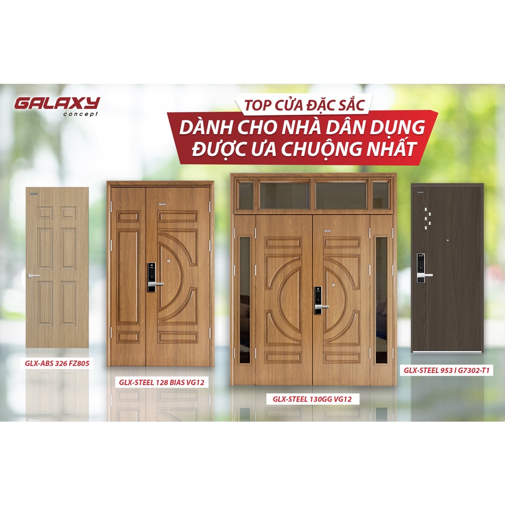 Cửa thép vân gỗ galaxy 4 cánh