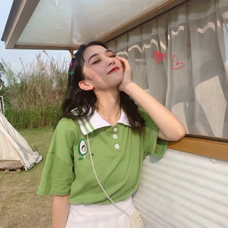 ÁO POLO ULZZANG HOẠ TIẾT QUẢ BƠ SIU CUTE