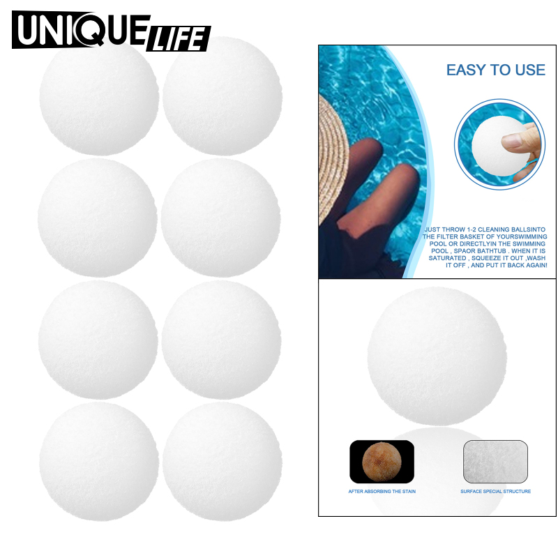 [Unique Life]Fiber Pool Filter Ball, Reusable Sand Filter Cartridges Replacement for Swimming Pool Filter Pump and Aquarium