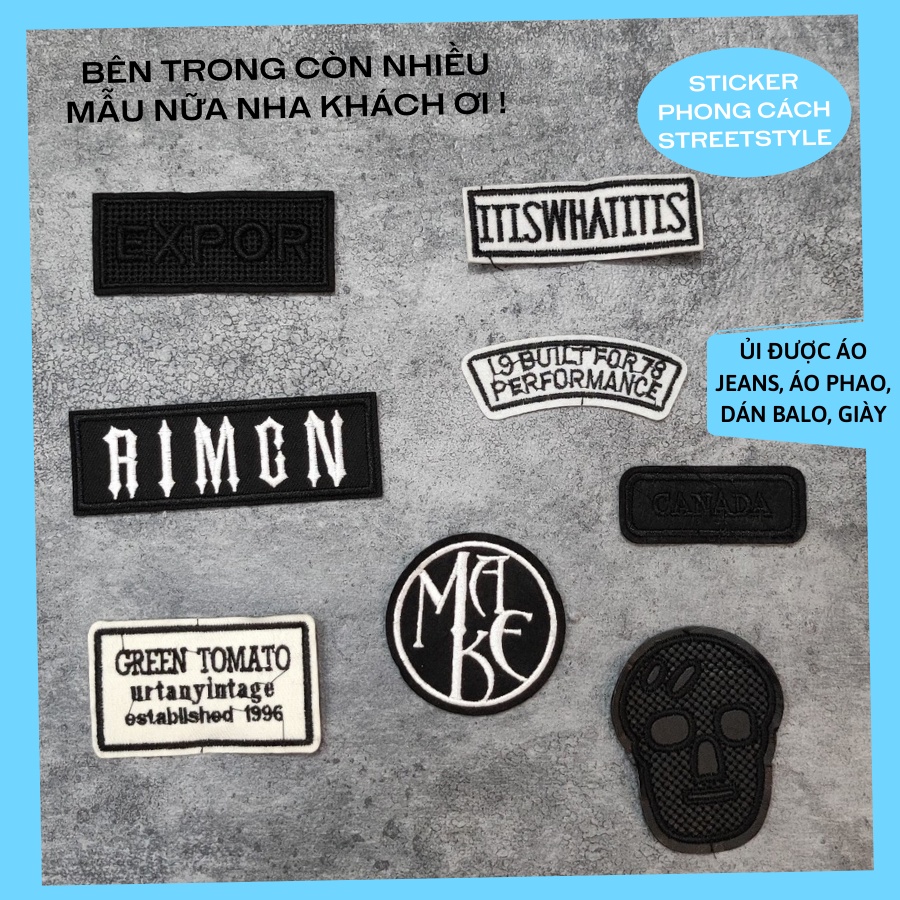 Mua Phụ kiện trang trí áo thun: Logo Sticker ủi áo, Patch Ủi Quần Áo ...