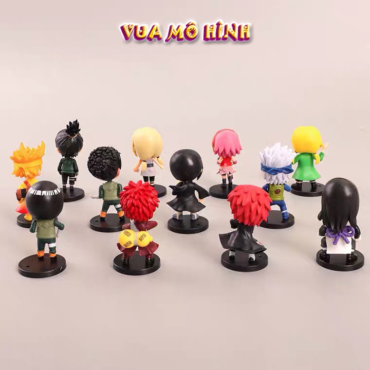 Mô hình Naruto- Mô hình 12 nhân vật trong Naruto phong cách chibi để trong xe ô tô hoặc phòng, chiều cao 7cm