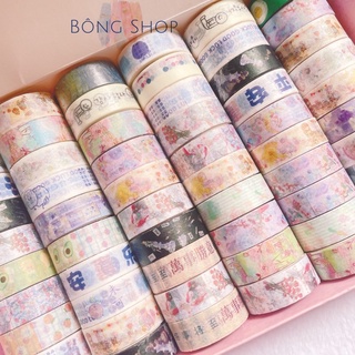 Băng dính washi Bông Shop 1 cuộn 1,5cm x 4m
