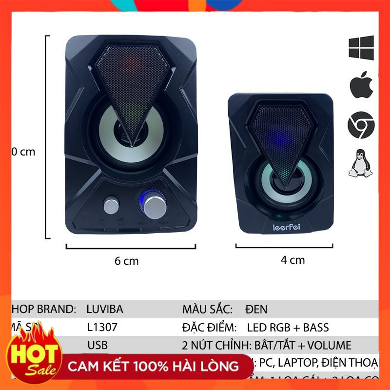 [Xịn] Loa máy tính mini để bàn LED bass mạnh loa vi tính cây pc LUVIBA L1307