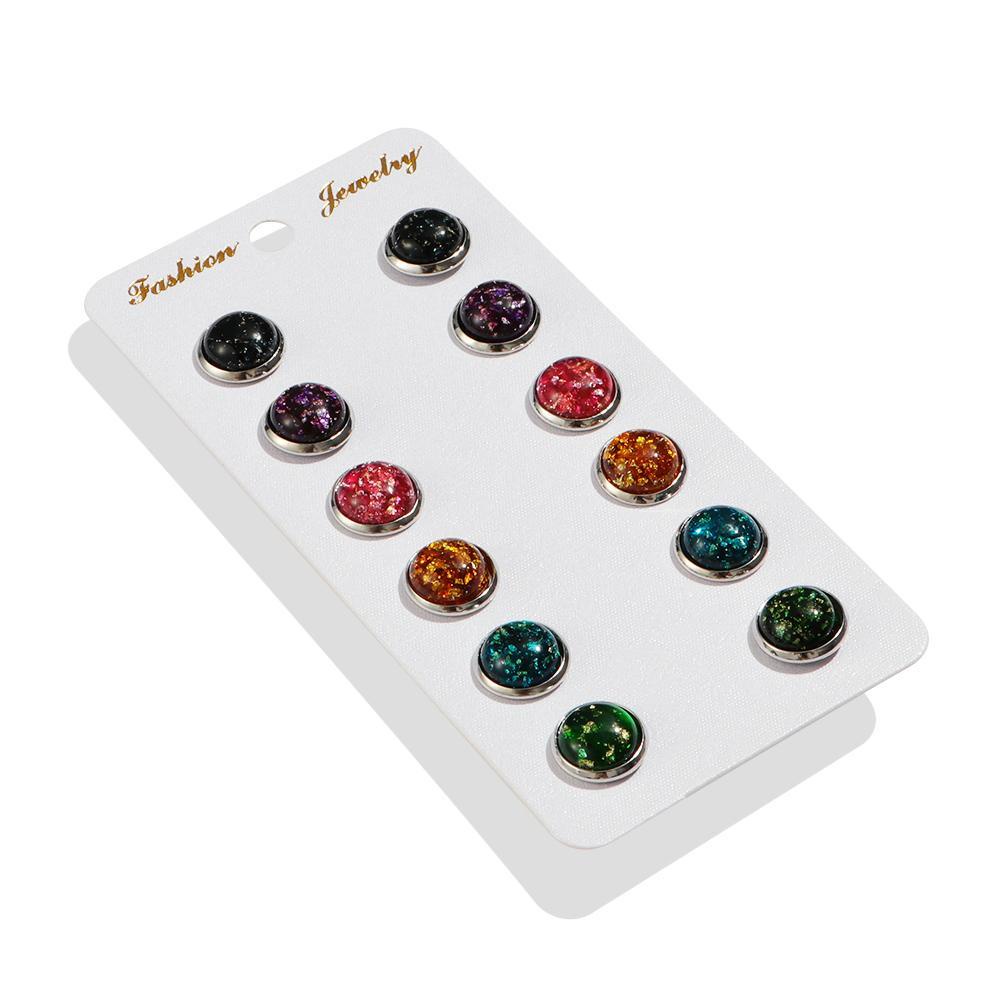 BSUNS Set 6 Đôi Bông Tai Màu Hổ Phách 12mm Thời Trang