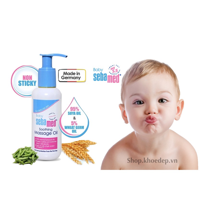 DẦU MASSAGE ĐA NĂNG SEBAMED PH5.5 BABY SOOMTHING MASSAGE OIL 150ML CHÍNH HÃNG - 6100