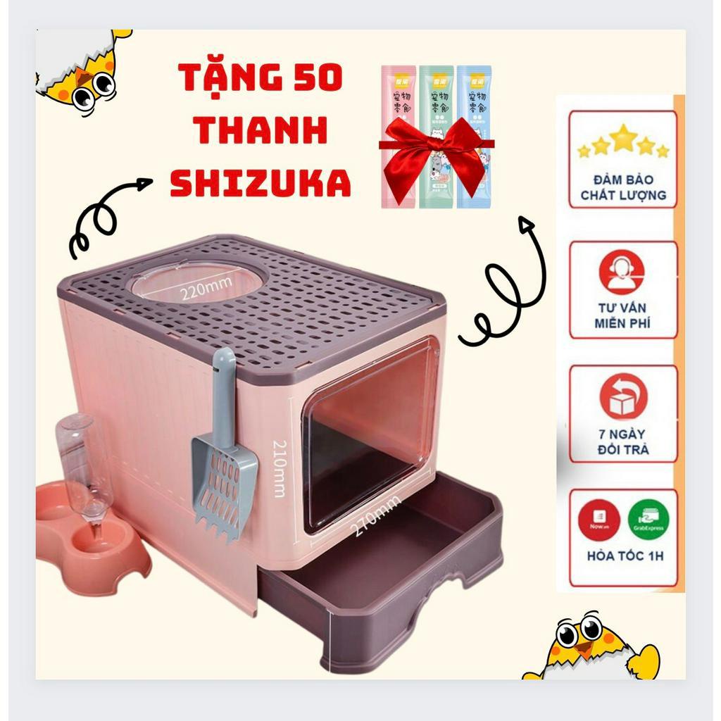 nhà vệ sinh có nắp cao cấp kute cho mèo tặng  xẻng