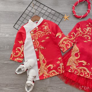 Set áo dài gấm cho bé trai