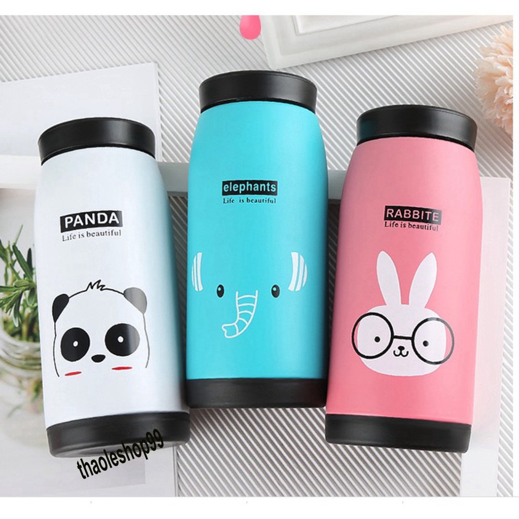 Bình giữ nhiệt inox hình thú cute 360ml chất liệu inox nắp đậy kín đáo chắc chắn Siêu rẻ