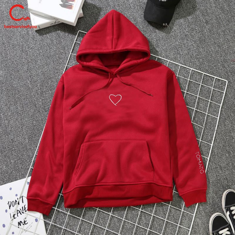 1 Áo Hoodies Tay Dài Hoạ Tiết Trái Tim Thời Trang Mùa Thu