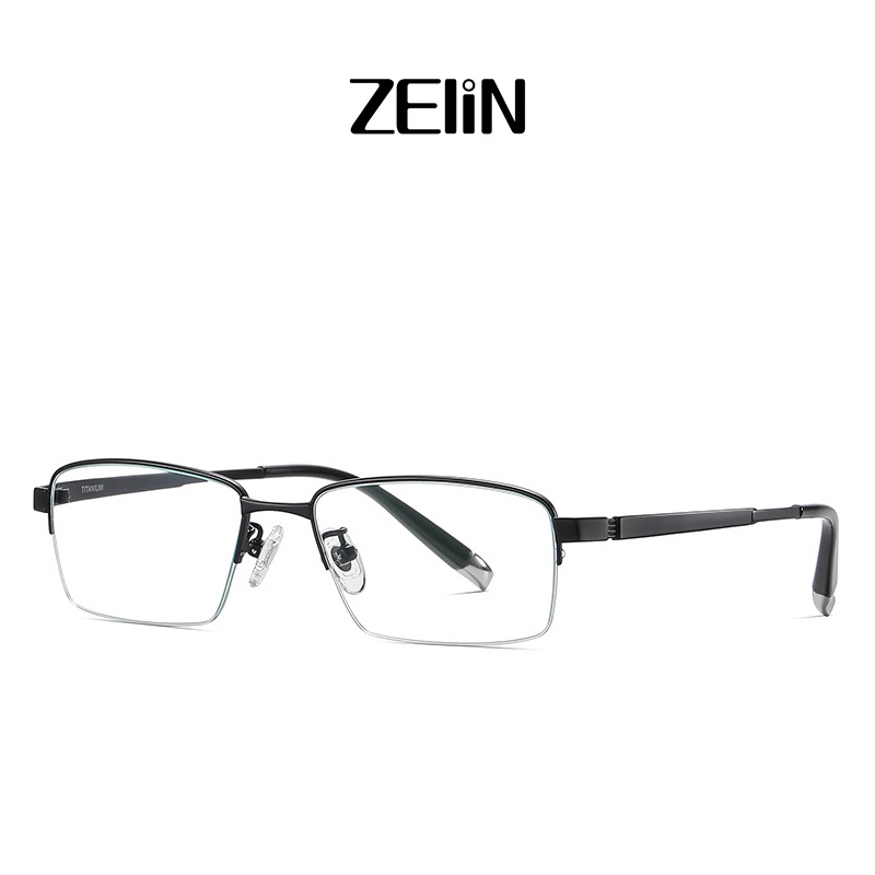 Mắt kính Zelin PT907 nửa gọng titan nguyên chất phong cách doanh nhân cho nam