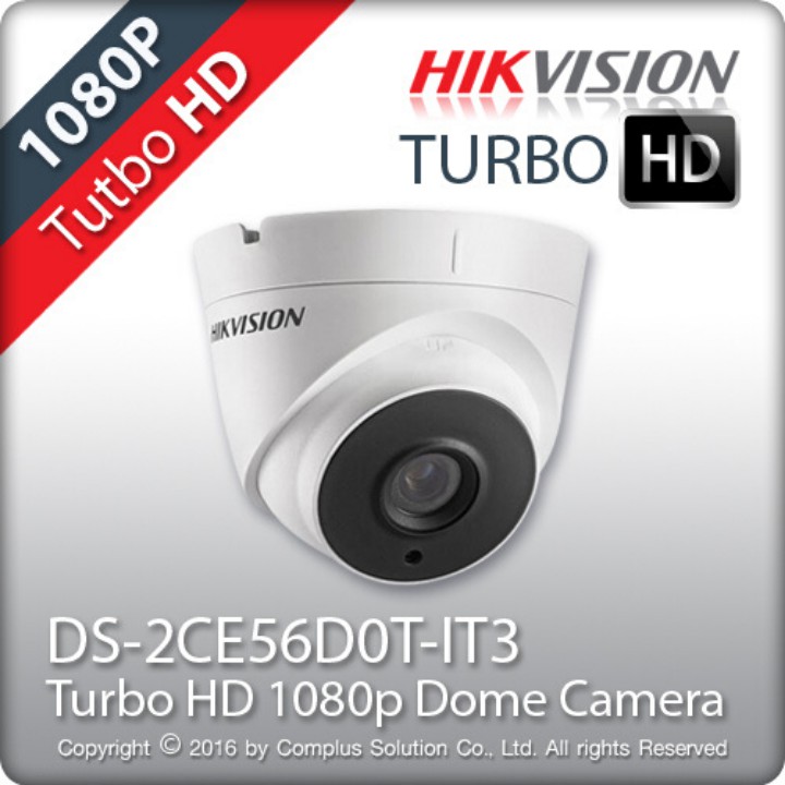 Camera HDTVI Dome hồng ngoại 40m Hikvision DS-2CE56D0T-IT3 độ phân giải 1080P - Hàng chính hãng - Bảo hành 2 năm