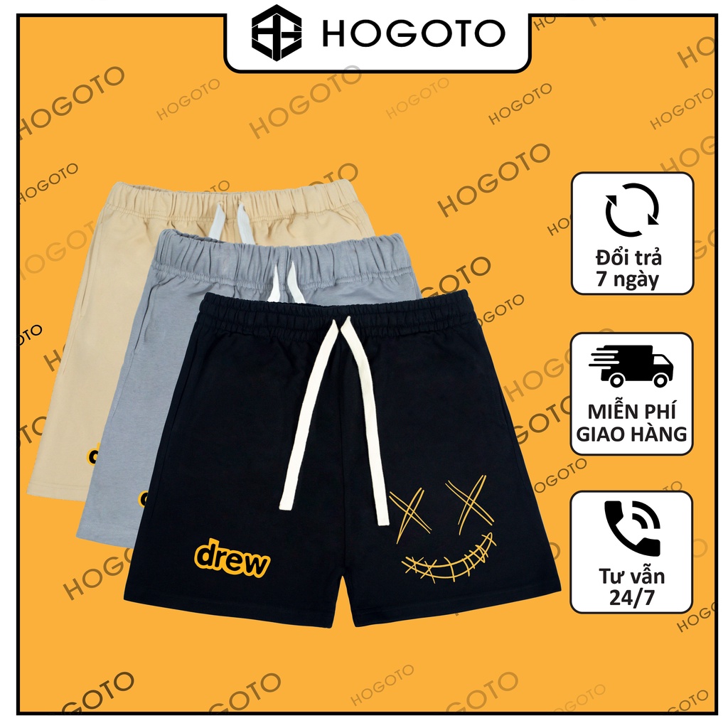 Quần short DREW MẶT X nỉ da cá Hogoto shop , quần short unisex nam nữ chất liệu cotton