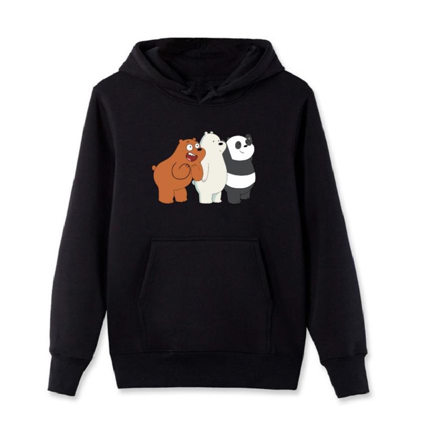 Áo nỉ Hoodie thu đông hoạt hình 3 con gấu form suông rộng unisex, chất nỉ