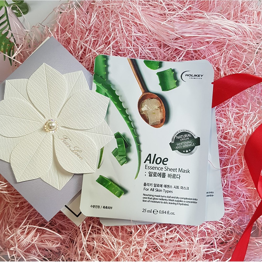 Mặt Nạ Holikey Aloe Vera Essence Sheet Mask Cấp Ẩm & Làm Sáng Da 25ml x10 miếng