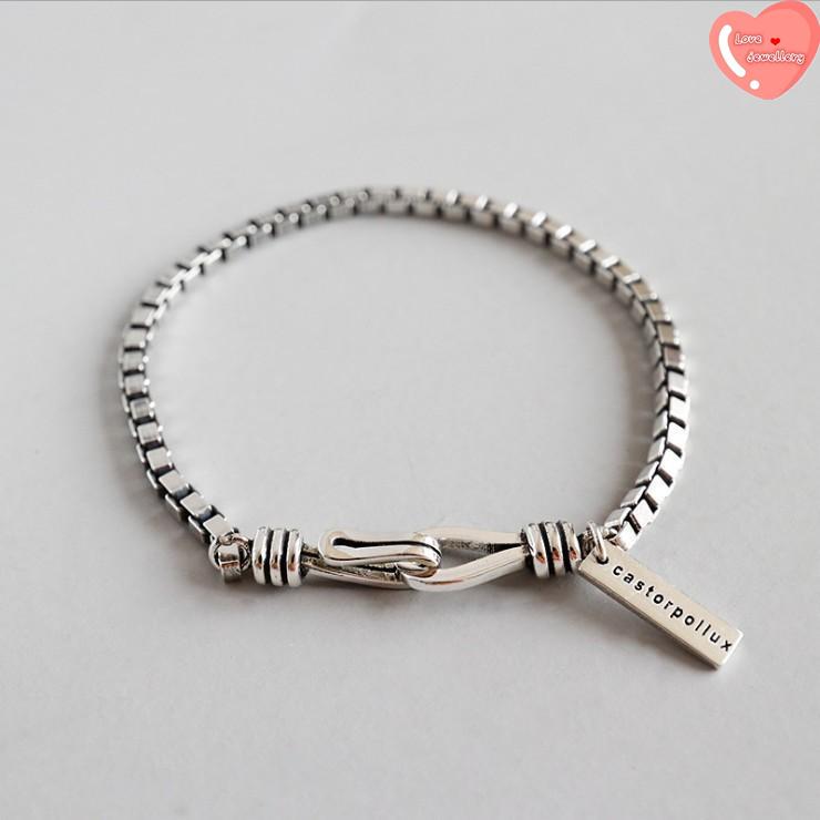 Vòng tay bạc sterling 925 phong cách công nghiệp retro thời trang đơn giản cho cặp đôi