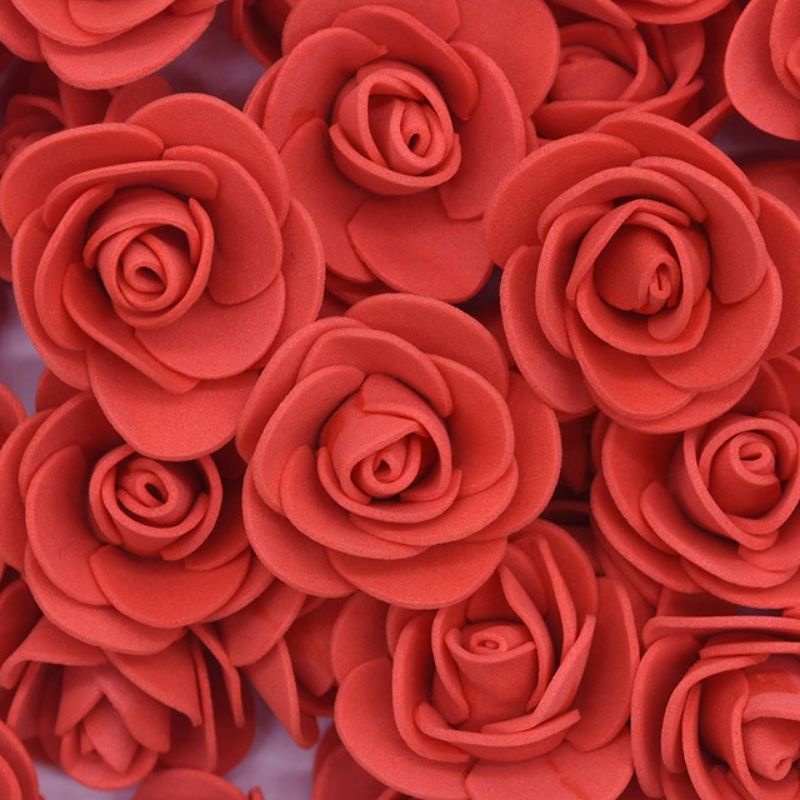 Hoa xốp cỡ nhỏ 2,5cm màu đỏ, làm bánh sinh nhật,vòng hoa đội đầu, bịch 144b