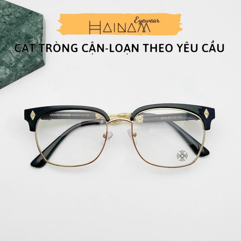 Gọng kính Chrome Heart khung kim loại đẳng cấp 2275, gọng kính vuông cao cấp cho nam và nữ