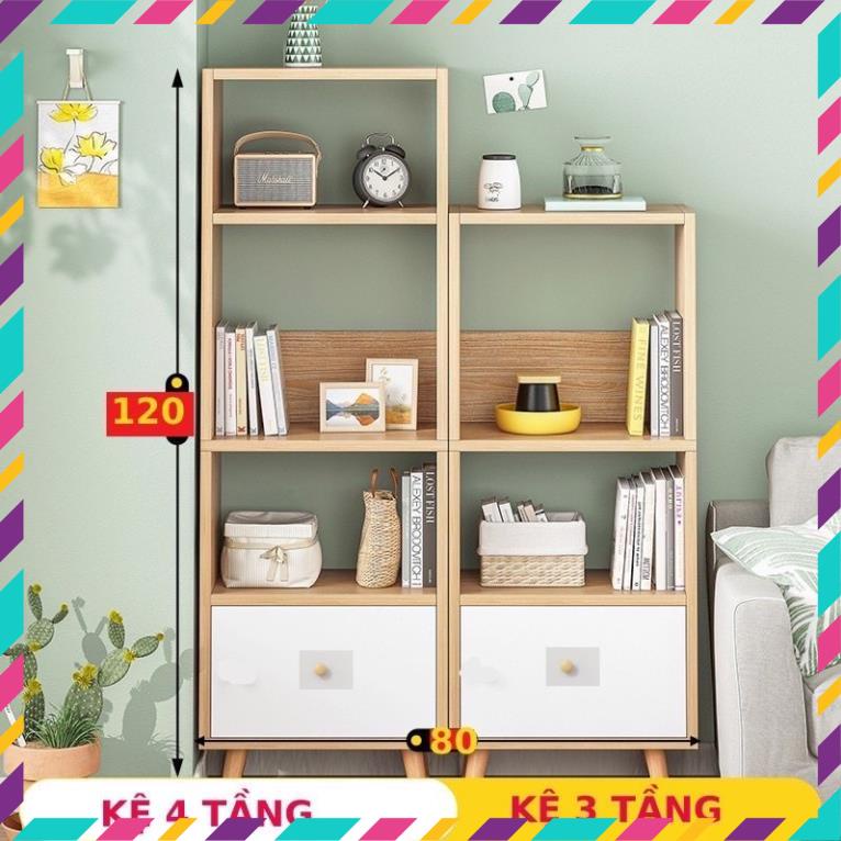 Decor, Kệ sách gỗ trang trí phong cách bắc âu nhiều tầng, dễ lắp ghép