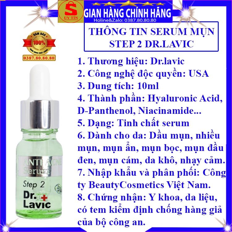 Tinh chất serum chấm xóa mụn thâm dưỡng trắng da step 2 Dr.lavic 5K 5P cho da dầu mụn khô nhạy cảm mụn viêm ẩn đầu đen