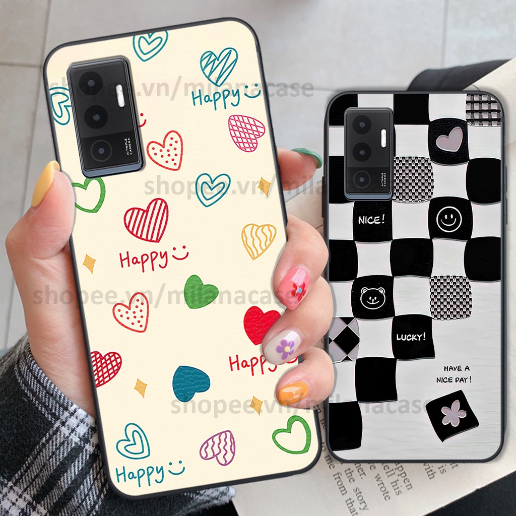 Ốp Vivo V23e in hình caro trái tim siêu đẹp, siêu nét đầy phong cách cá tính